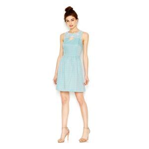 KENSIE Womens Teal Sleeveless Jewel Neck Above The Knee Fit + Flare Dress XS